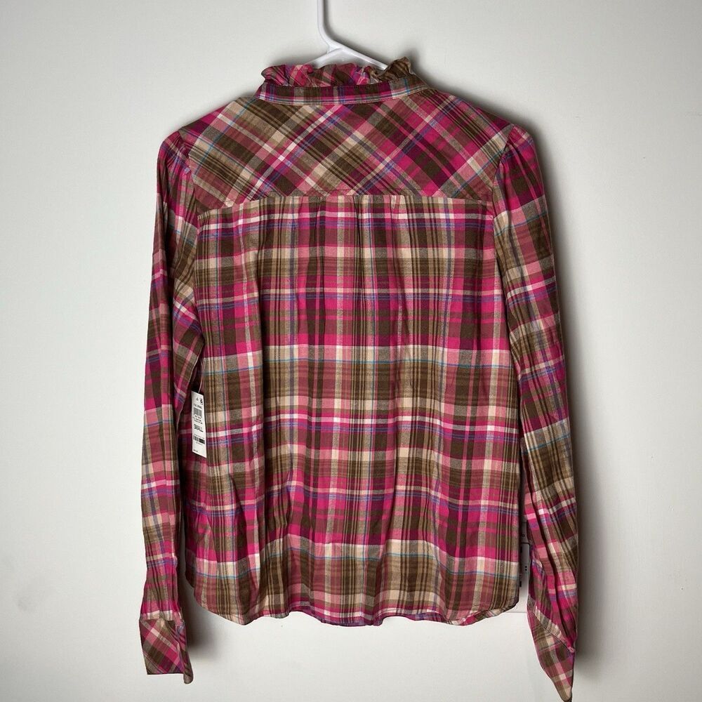 NWT On 34th Women's Festive Plaid Ruffle-Neck Flannel Shirt Small 183 - Picture 5 of 7